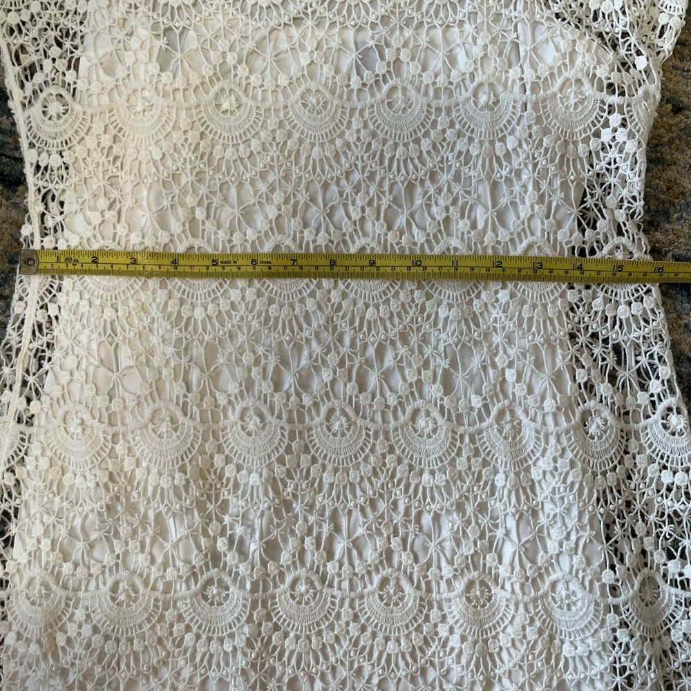 Ralph Lauren White Cotton Crochet Lace Short Sleeve Dress With Slip - Size M - Picture 8 of 12